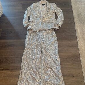 Banana Republic Shimmering Silver Pantsuit